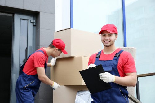 House movers planning a Greenwich home relocation near local residential streets