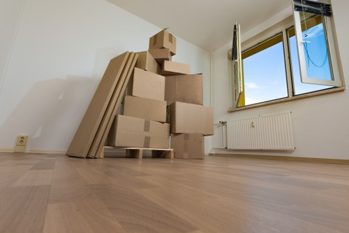 Charity donation items and reusable furniture arranged for collection