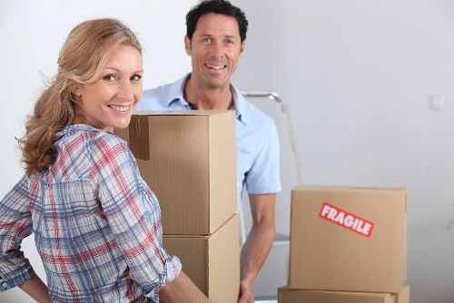 Furniture and boxes being handled during a Greenwich house move