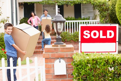 Removal truck loading furniture and boxes